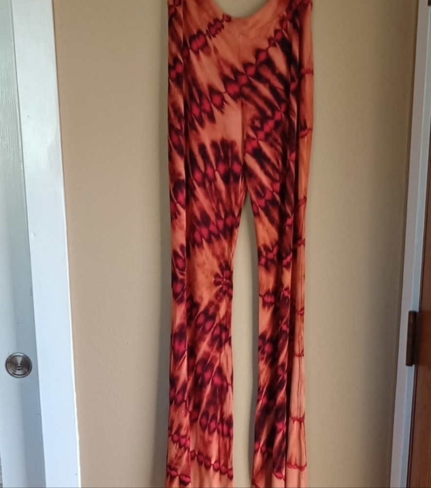 EARTHBOUND Fiery Tie-Dye Pants Wide Leg Flare Size XL - Picture 8 of 9